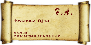 Hovanecz Ajna névjegykártya